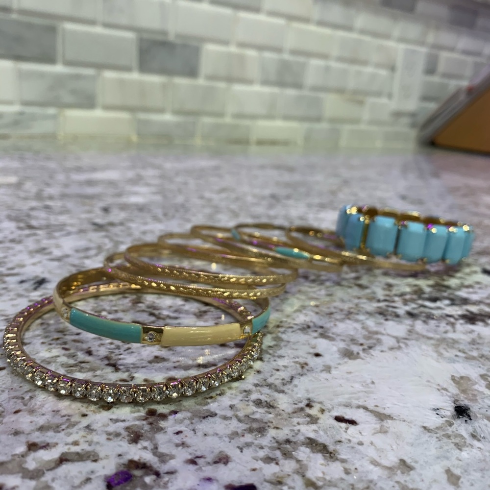 Bangles and bracelet 🔥Teal and Gold